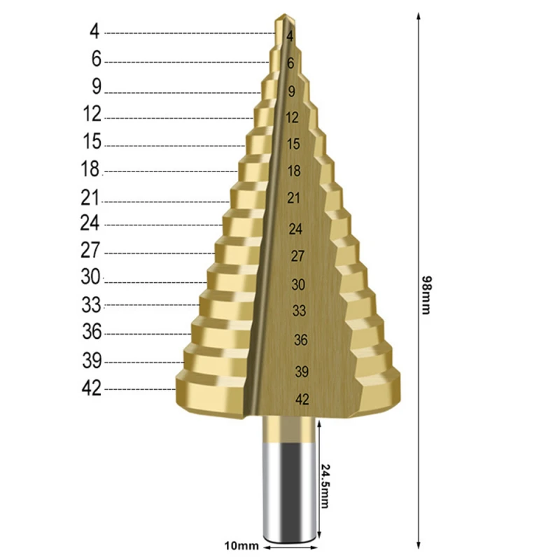 Рисунок 4 - 4-32 4-42 мм HSSTitanium ступенчатое