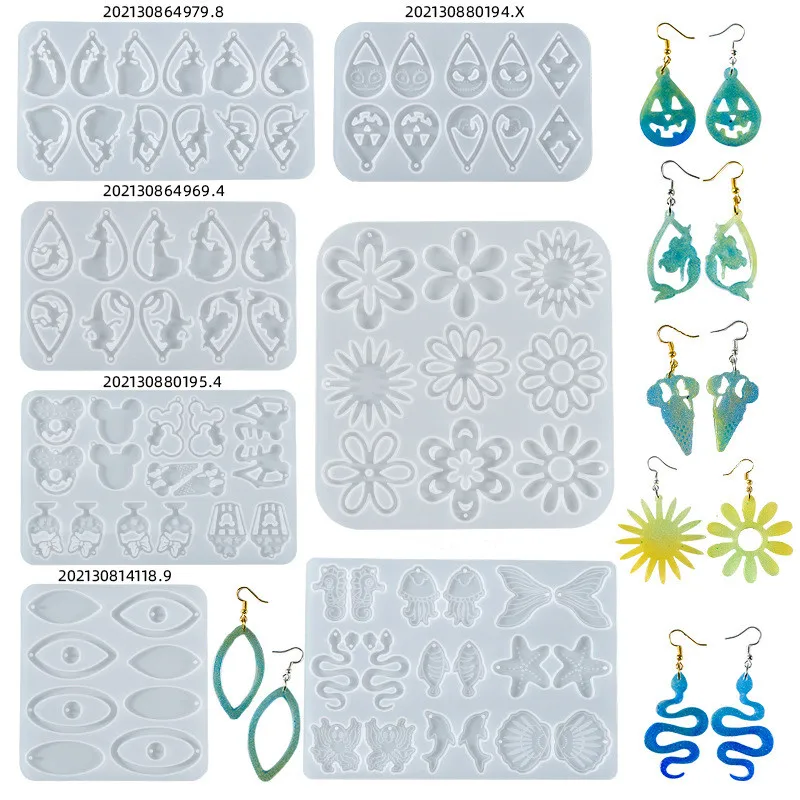 

Oval Flower Dessert Ocean Halloween Earring Pendant Silicone Mould DIY Crystal Epoxy Resin Mold