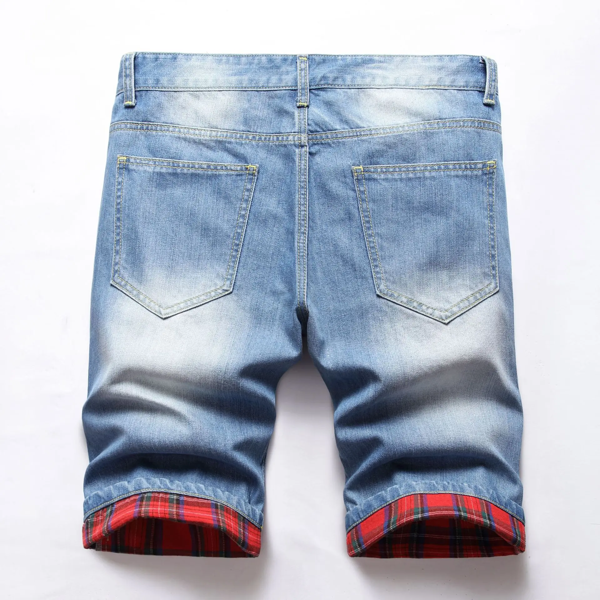 Men's Jeans Pants Holes Contrasting Colors Retro Slim Personality Trend Shorts Jeans Summer 2022