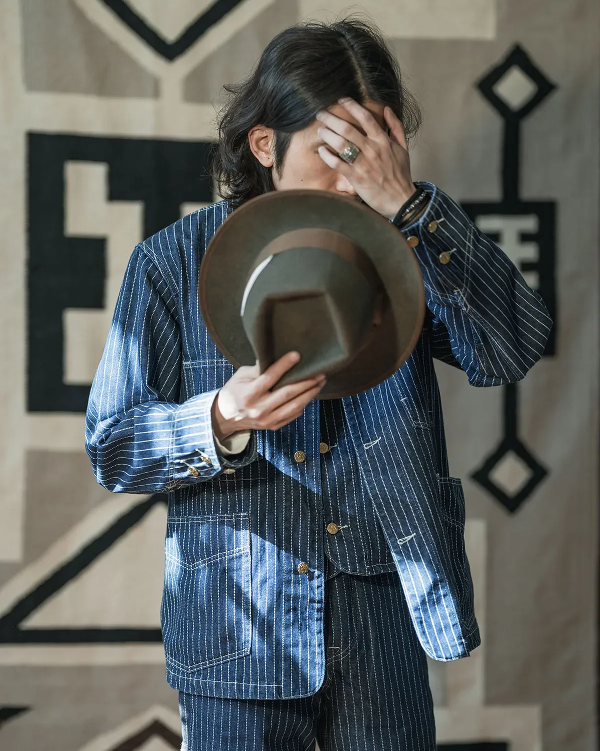 Не в наличии 1930-х годов Wabash Stripes Jacket Винтажная мужская рабочая одежда