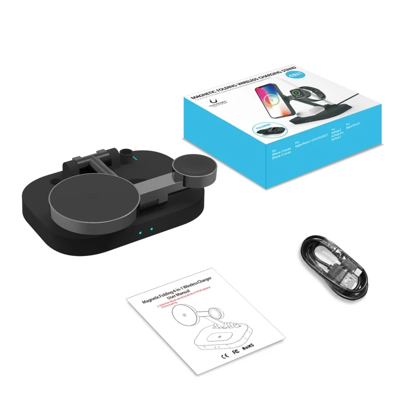 

Magnetic Wireless Charging Station for Apple Series 3-in-1 Standard 15W Fast Mag-Safe Charger Stand for 12 Pro Max/Pro