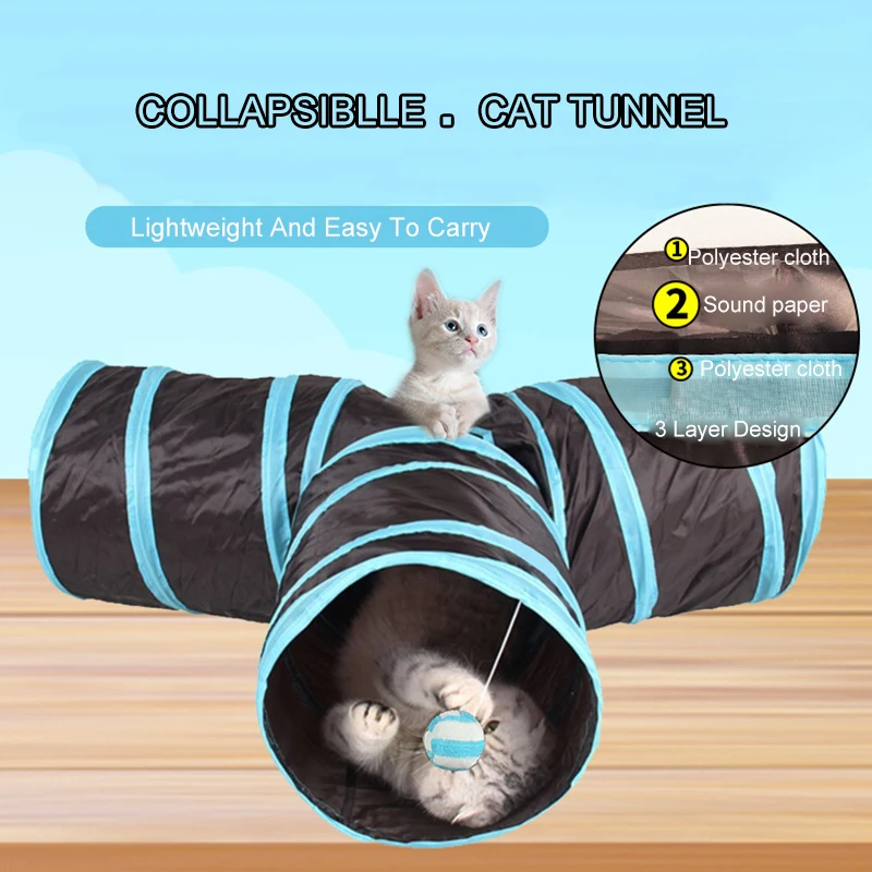 

Складной туннель для кошек, интеллектуальная игрушка, канал с звуковой бумагой, товары для домашних животных