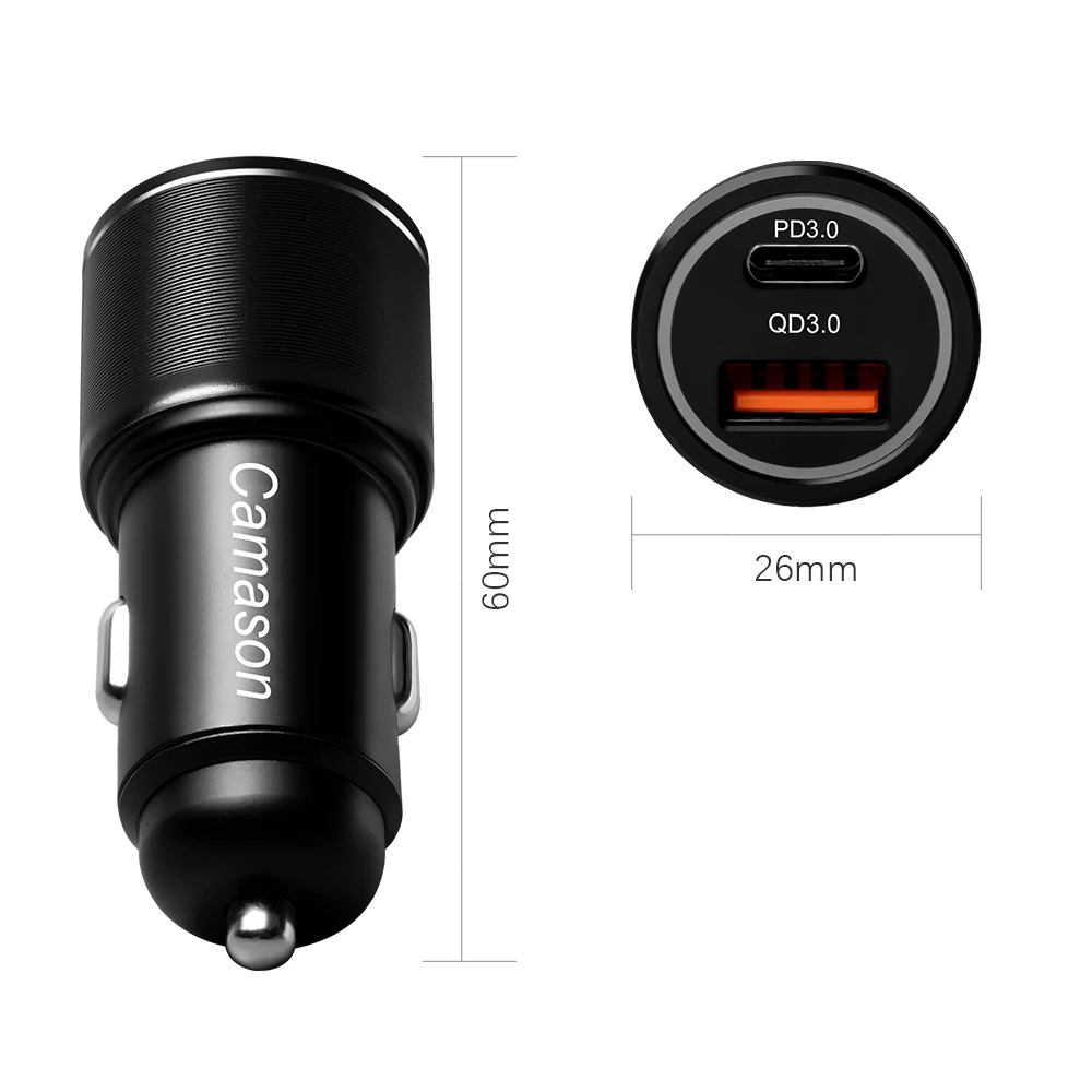 camason 45w car quick charger usb type c charge for iphone xiaomi huawei phone pd qc 3 0 24v12v fast charging adapter products free global shipping