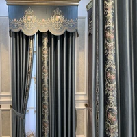 high precision seamless stitching jacquard curtains light luxury modern high end window curtains for bedroom living room blue