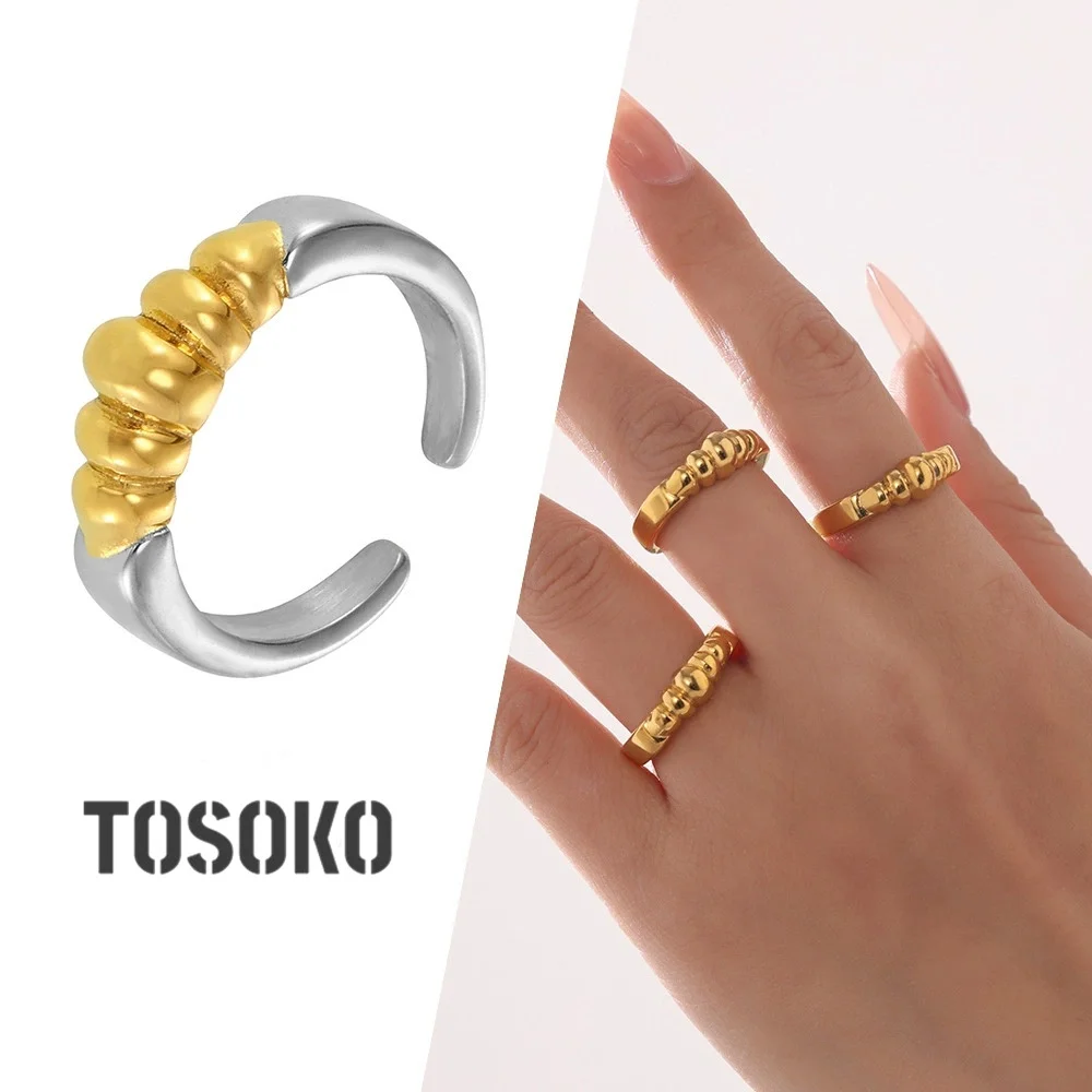 TOSOKO персонализированное открытое кольцо с короной женское нишевое из титановой