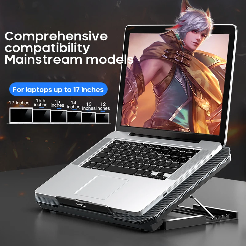 

Gaming Laptop Cooler Twin Turbo Fan Ensures Adjustable Wind Speed Laptop Cooler Low-noise Turbo Motors Cool Laptop Fan Cooler