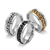 fashion exquisite jewelry mens chain retro rotating ring jewelry open beer hip hop titanium steel ring birthday party gifts
