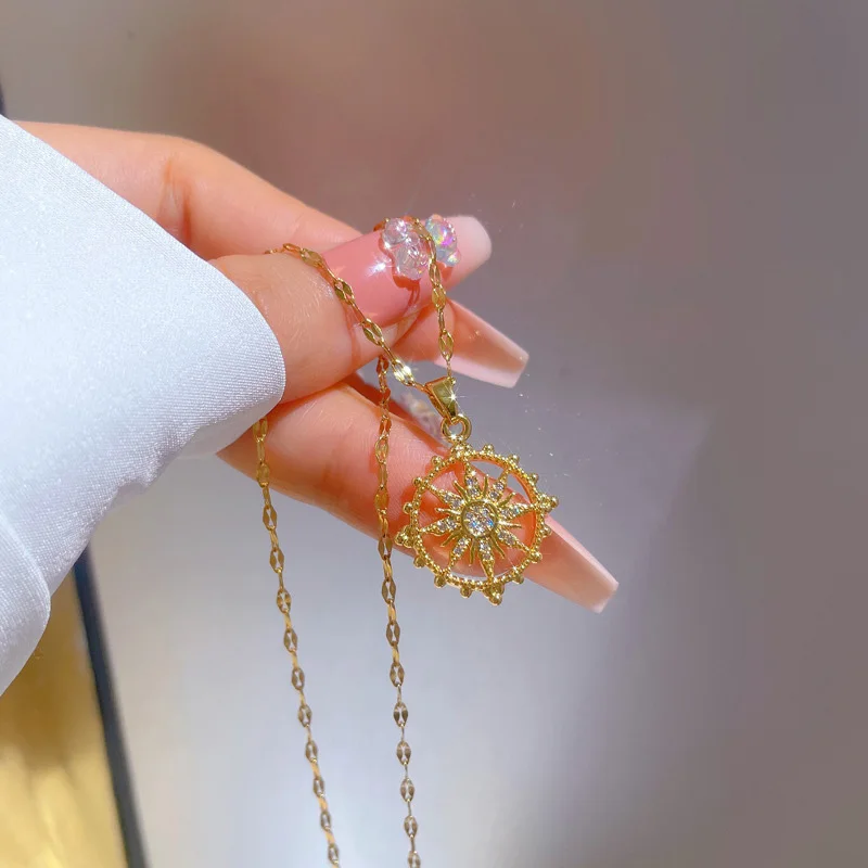 Женское ожерелье с восьмиконечными звездами золотой кулон в виде солнца