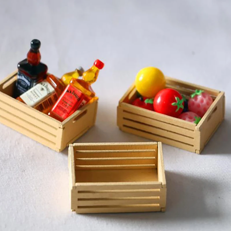 

3pcs Dollhouse Miniature Mini wooden fruit frame For 1:12 Dollhouse Child Play Toy Furniture for Dolls