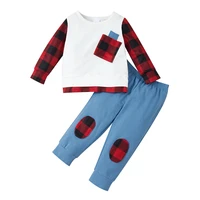 infant baby girl clothes 2pcs newborn autumn winter long sleeve plaid print pocket sweatshirt sweatpants set outfits