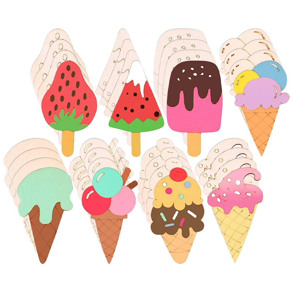 

Wood Cream Ice Cutouts Wooden Slices Embellishments Popsicle Diy Unfinished Cutout Blank Decorations Party Shower Baby Piece