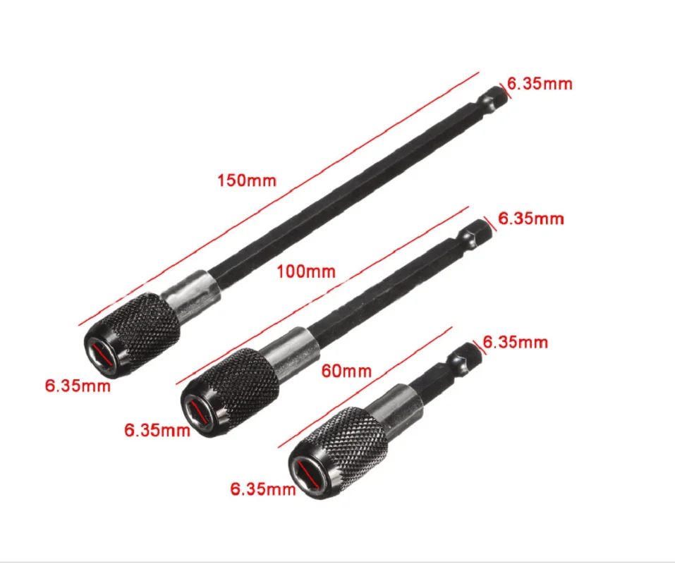 

60 / 100 / 150mm three piece set quick extension rod hex handle 1 / 4 hex socket quick release self-locking extension rod