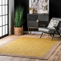 Rug Natural Jute Carpet Reversible Hand-made Woven Rectangle Rugs Floor Living Area Jute Rug