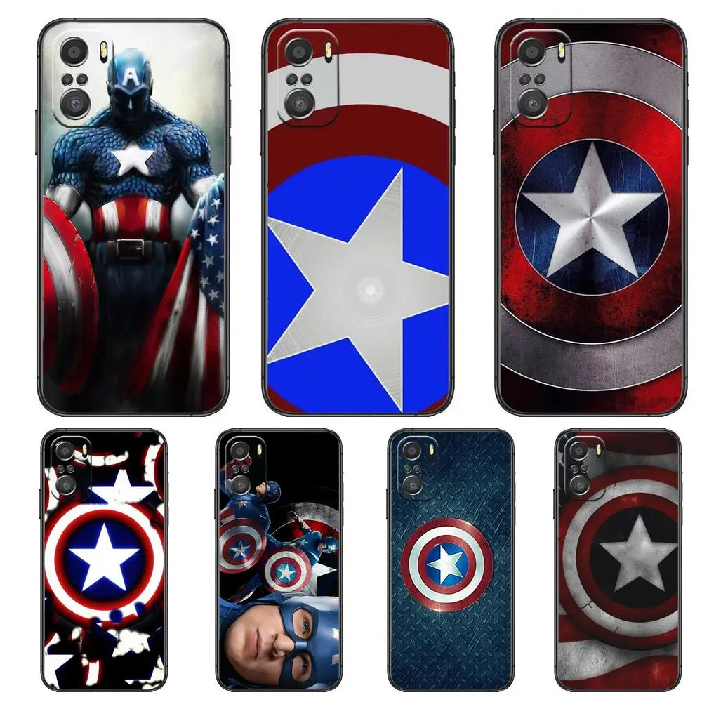 

Marvel Captain America Phone Case For xiaomi mi 11 Lite pro Ultra 10s 9 8 MIX 4 FOLD 10T 5g Black Cover Silicone Back Prett