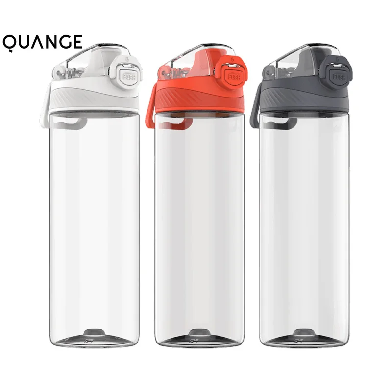 

QUANGE Tritan No BPA Sports Water Bottle Women&Men's Outdoor Portable Safety Lock Buckle Anti-fall Clear Cup Waterbottle Straw