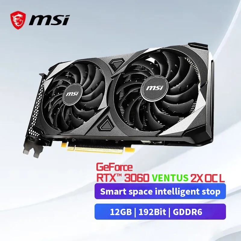 

100% novo MSI GeForce RTX 3060 VENTUS 2X 12G OC 12GB 192Bit GDDR6 RTX3060 Graphic Card Gaming GPU LHR placa de vide видеокарта