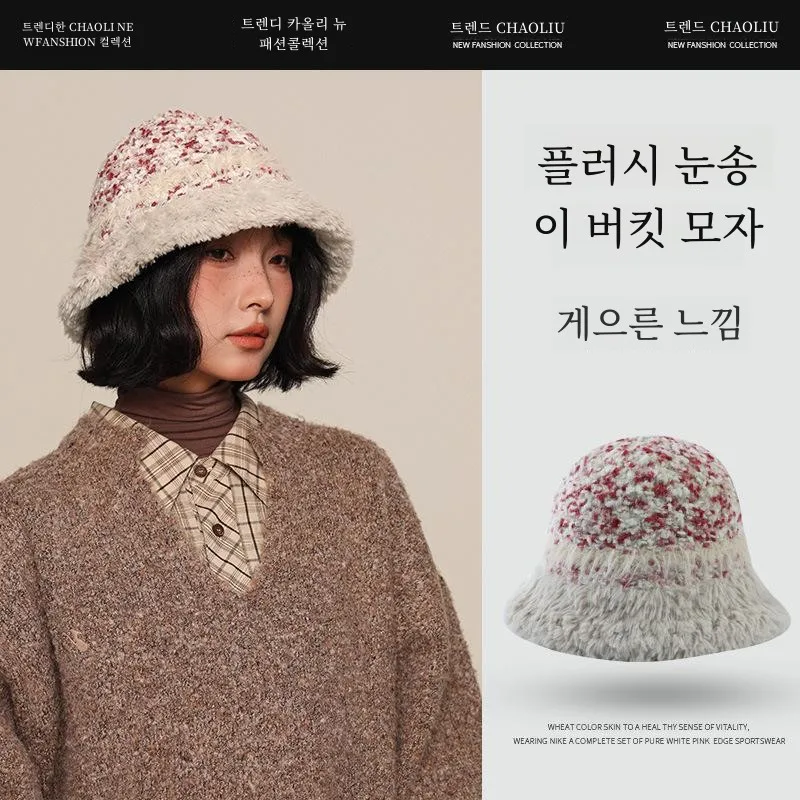  Шапка женская осенне-зимняя вязаная рыбацкая шапка теплая морозостойкая