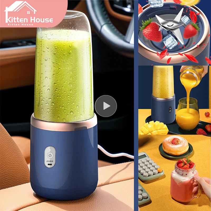 

Portable Small Ice Crush Cup Electric Automatic Juicer Juicer Cup 6 Blades Fruit Juice Mixer Blender Kitchen Accessories Tools