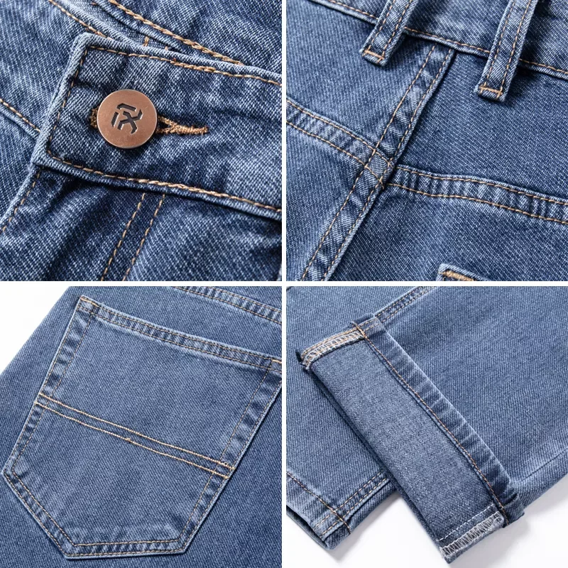 2022New and Winter Men's Straight Loose Dark Gray Jeans Classic Style High Elasticity Baggy Jeans Male Brand Clothing