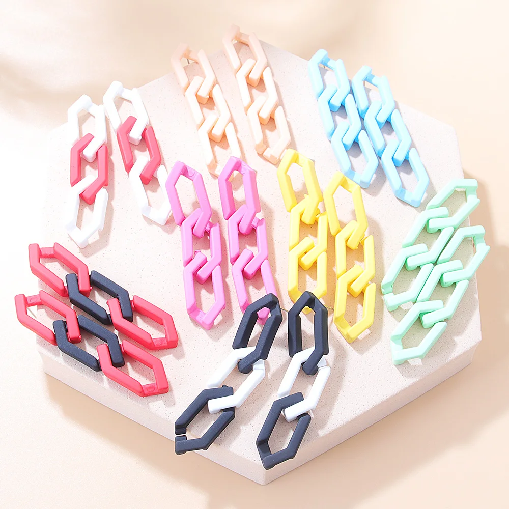 

Acrylic Thick Chain Drop Earrings for Women Hip Hop Geometric Color Tassel Long Dangle Ear Ring Korean Punk Pendientes