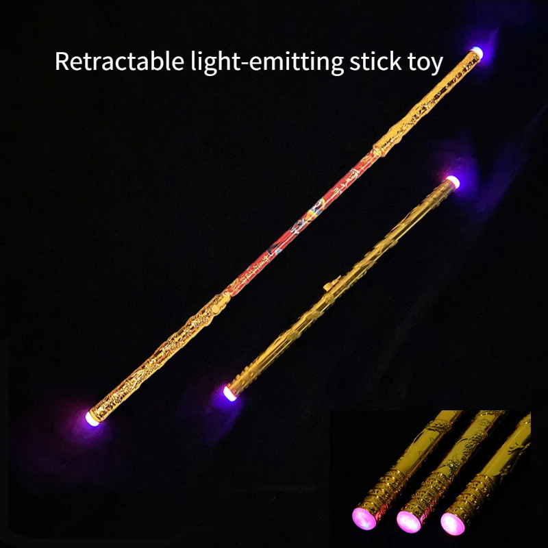 

Light Children's Toys Sun Monkey King Luminous Golden Stirrup Stick Telescopic Auto Glow In The Dark Toy Birthday Gift