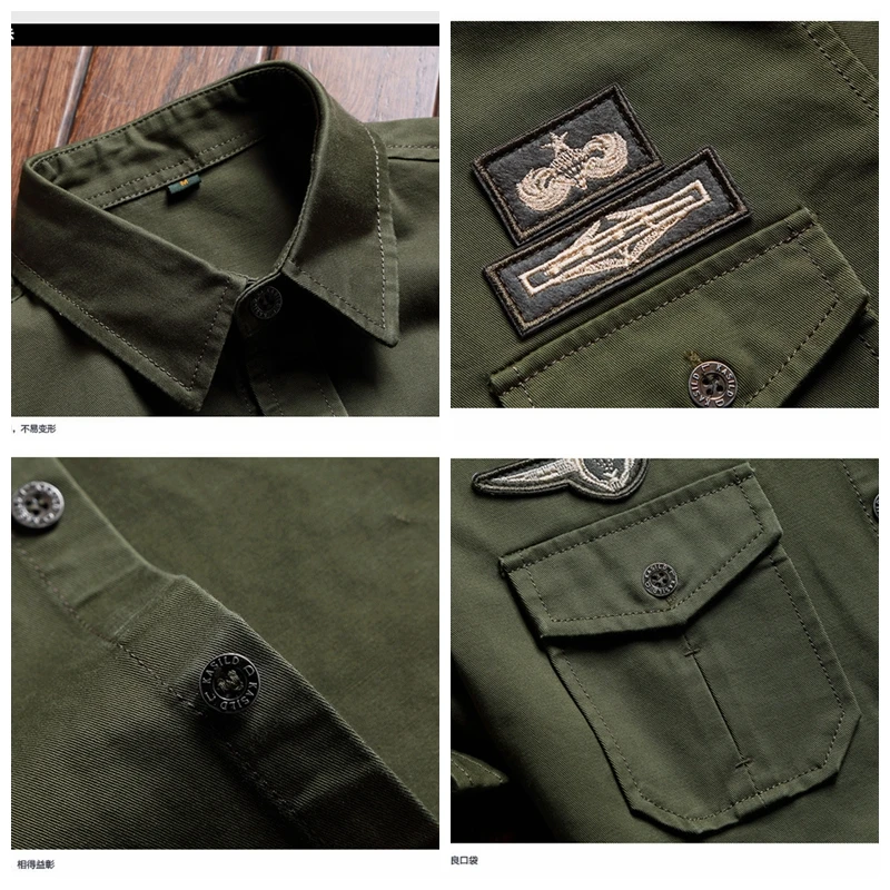 Military Shirt Men's Shirts Casual Style Fashion Clothing Cotton Short Sleeve Retro Vintage 6XL Embroidery White Drop Shipping