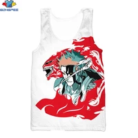 sonspee 3d print mens casual vest japanese anime character monster fire print head harajuku style simple sports muscle tank top