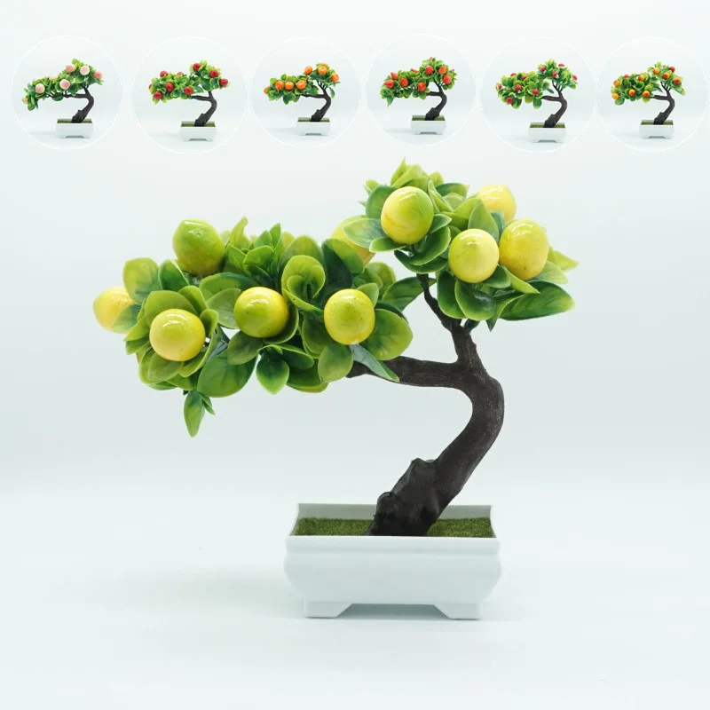 

Green Small Tree Simulation Fruit Bonsai Strawberry Fake Flower Artificial Plant Potted for Home Hotel Decoration Welcoming Pine