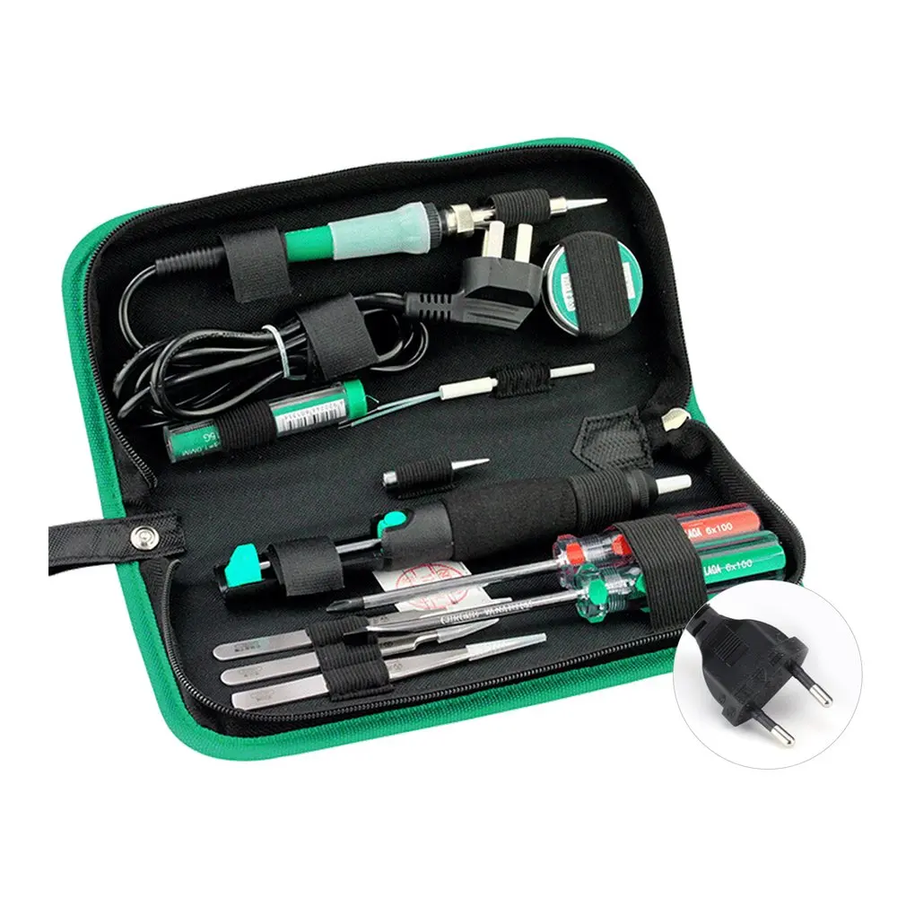 

LA101311 11pcs / LA101312 12pcs Electric Soldering Iron Kit Welding Repair Tools with Solder Paste Tweezers Tin Sucker Wire