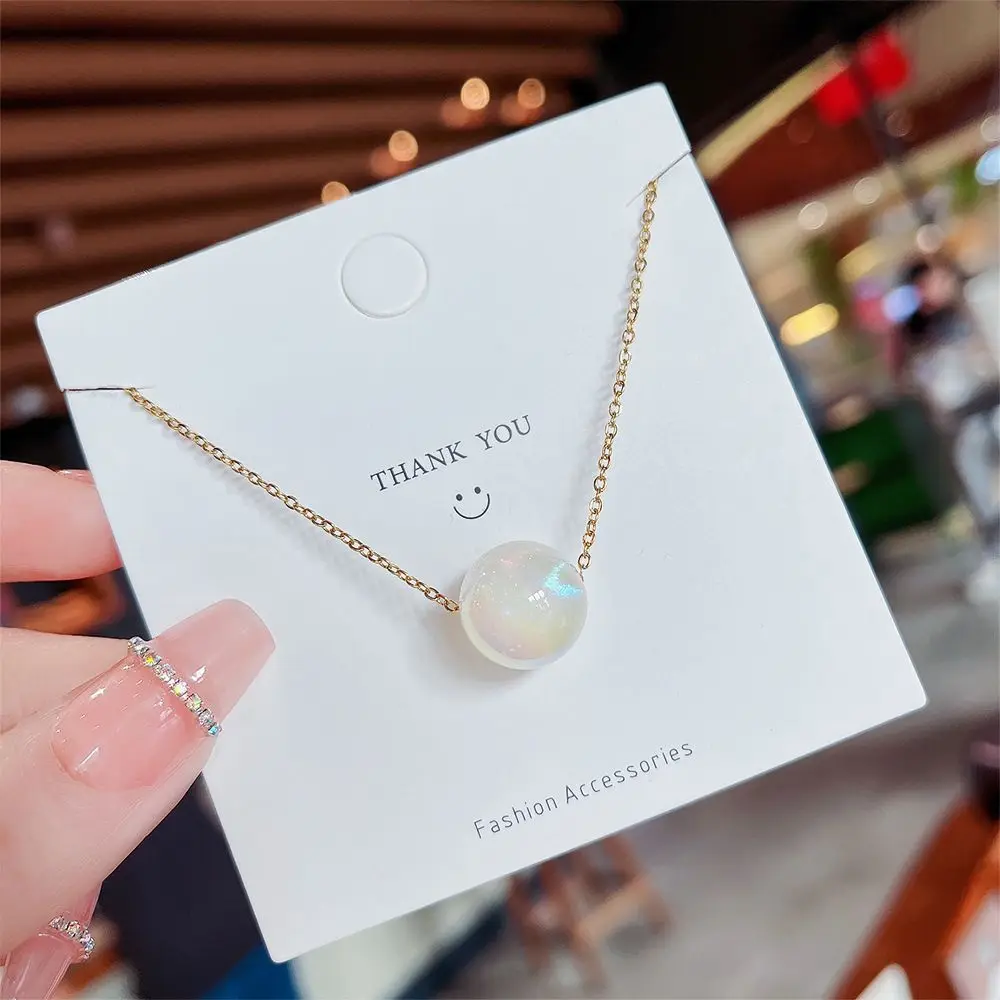 

Fashion Mermaid Color Beaded Pearl Necklace Temperament Necklace Ladies Cute Layered Chain Pendant Korean Jewelry Accessories