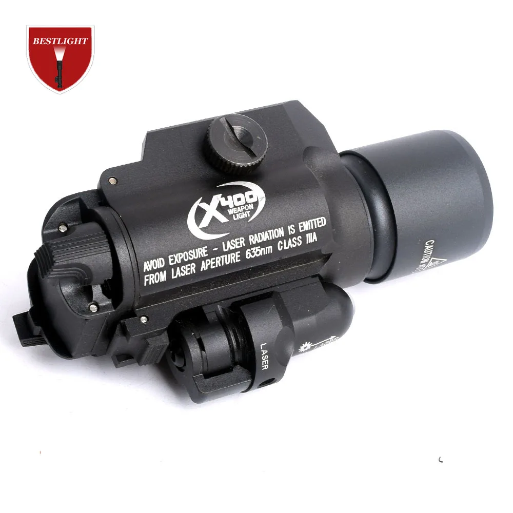 

Tac X400 Laser Light Combo Led Weapon Gun Red Laser Flashlight Tactical Handgun Scout Light Rail Mounted for Hunting