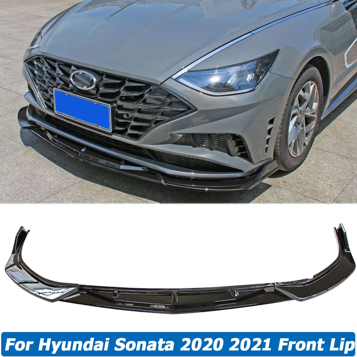 

3PCS/SET Front Bumper Lip Spoiler Side Splitter Chin Body Kit Protector Guards For Hyundai Sonata 2020 2021 Car Accessories