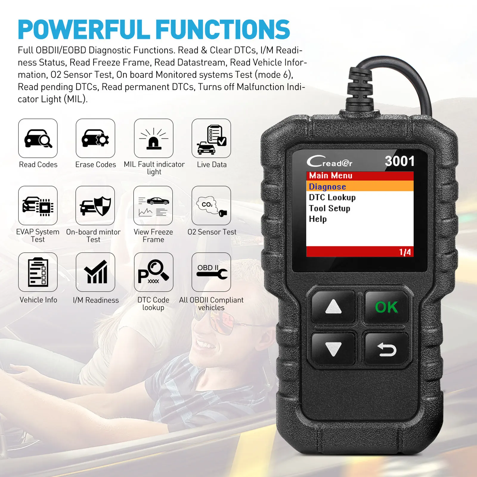 Автомобильный диагностический инструмент X431 Creader 3001 полный OBDII/EOBD считыватель
