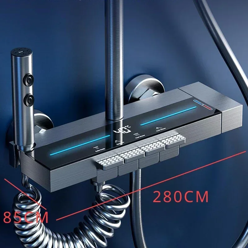 Латунный корпус умная температура цифровой дисплей душевой набор настенное