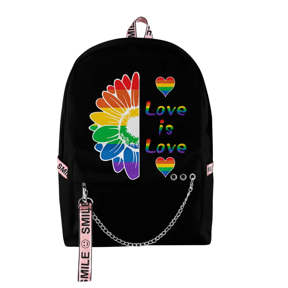 

Fashion Trendy Rainbow LGBT Gay Student School Bags Unisex 3D Print Oxford Waterproof Notebook multifunction Travel Backpacks