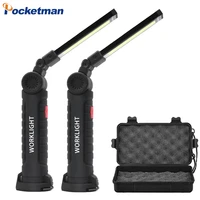 usb rechargeable with built in battery set multi function folding work light cob led camping torch flashlight