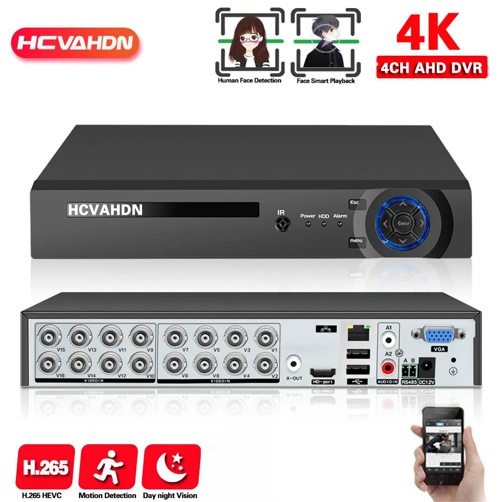 

Face Detection XMEYE 4K 16CH CCTV AHD DVR Surveillance Video Recoder H.265 16 Channel Hybrid DVR NVR Security System 8MP XVI TVI