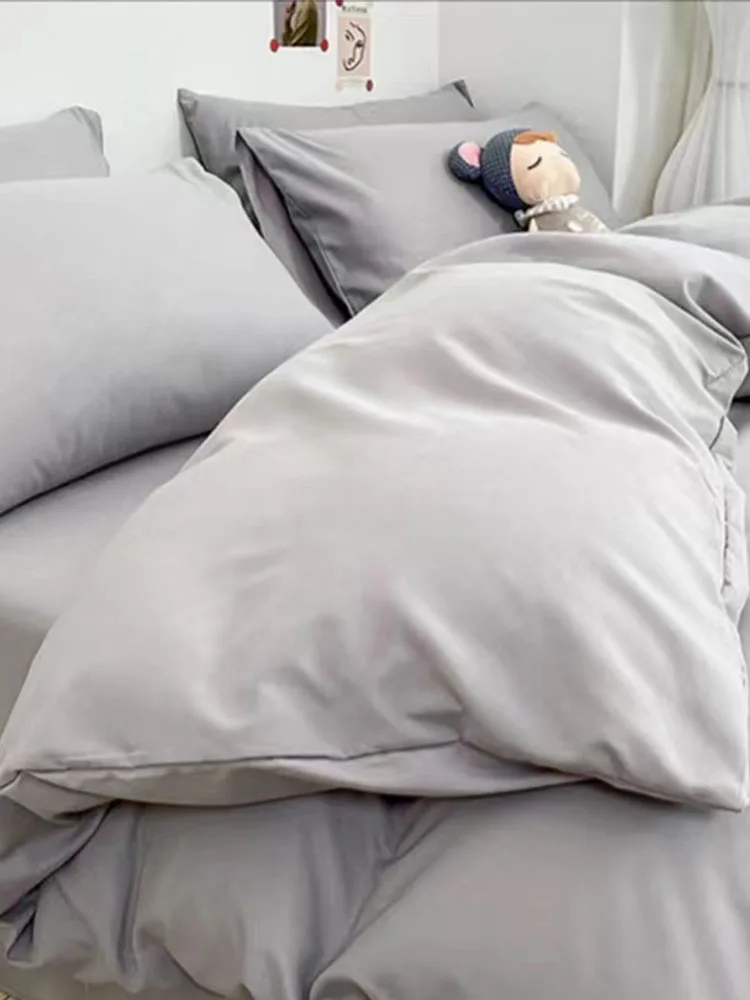 

Washed Cotton Soft and Comfortable Solid Color Four Piece Optional Size Modern Simplicity Simple Buffing Sheet Set