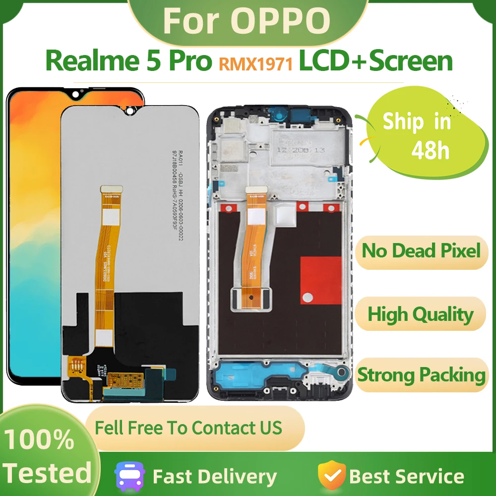 6,3 ”Совершенно новый для OPPO Realme 5 Pro 5Pro LCD RMX1971 дисплей Сенсорная панель Датчик экрана в сборе Замена с рамкой