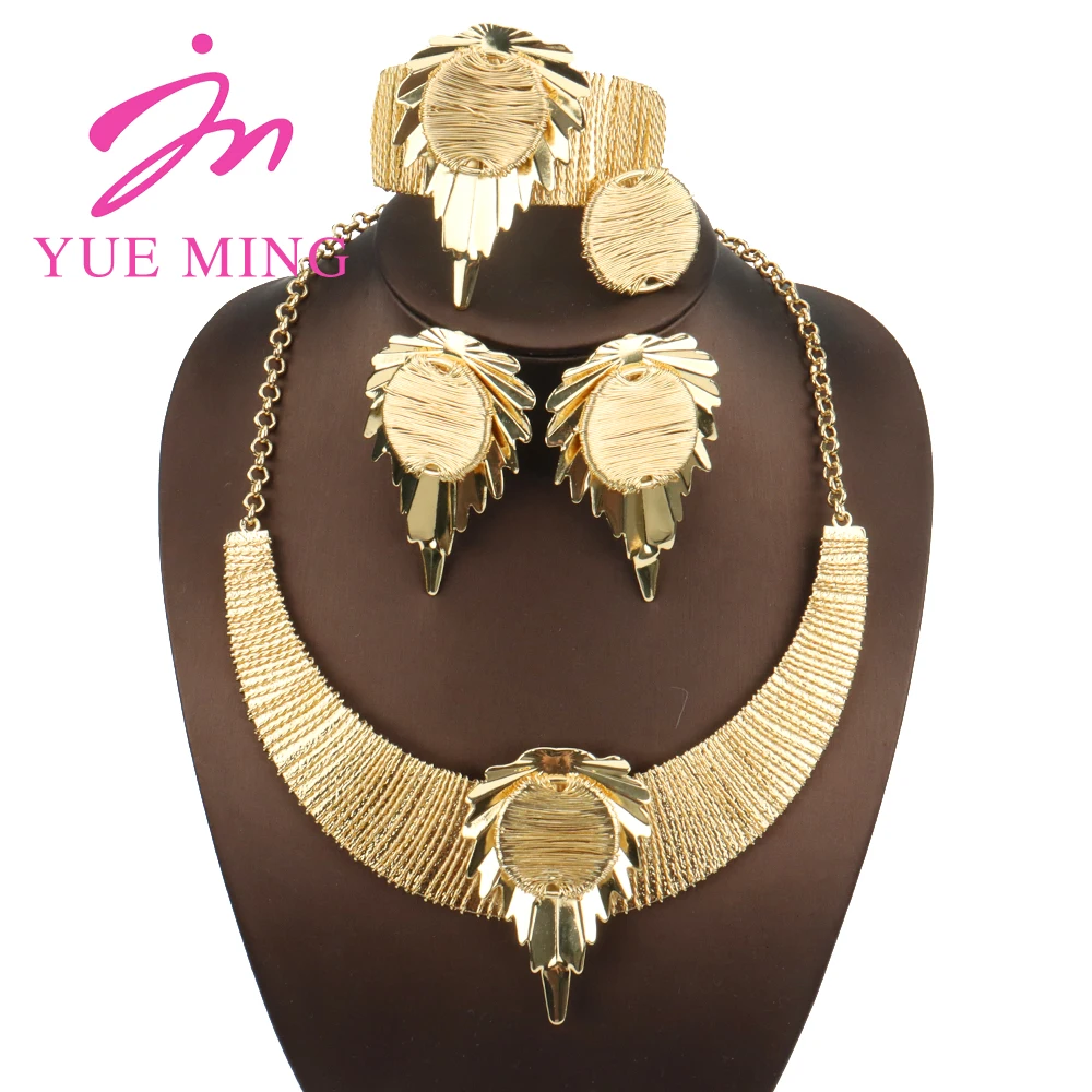 

Newest Luxury Large Dubai Jewelry Sets For Women 18K Gold Plated Bridal Women Jewelry Sets Ladies Banquet Dating Wedding Jewelry