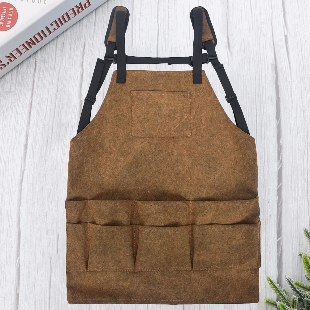 

Mutilfunctional Canvas Apron Outdoor Barbecue Apron Dirtiness Prevention Apron for Kitchen