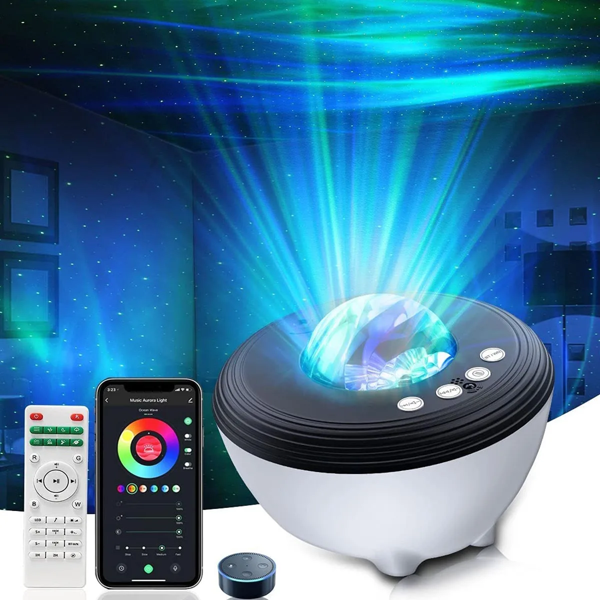 Проектор Aurora Lights музыкальный динамик проектор с активацией звуком вращающаяся