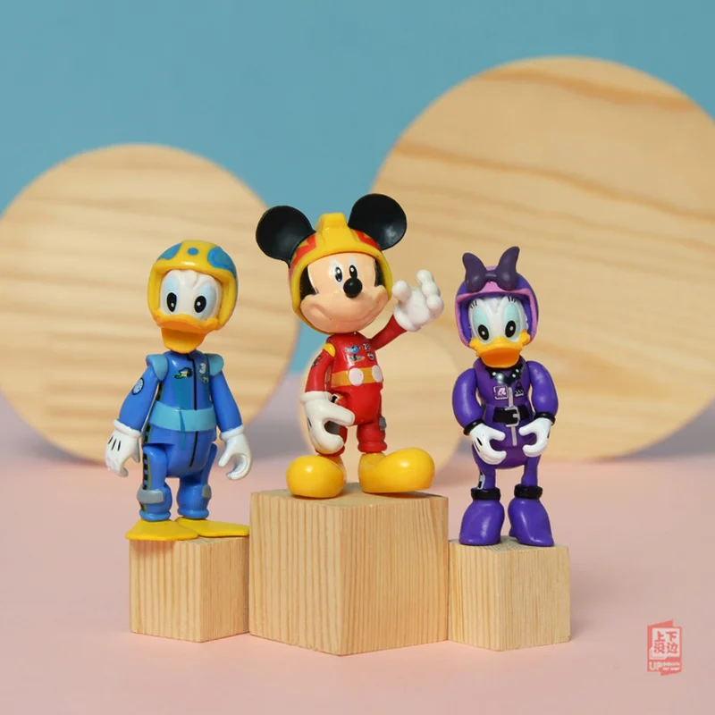 

Disney Minnie Donald Duck Daisy Goofy Chipn Dale Figure Racing Model Pendant Ornament Accessories Children Present
