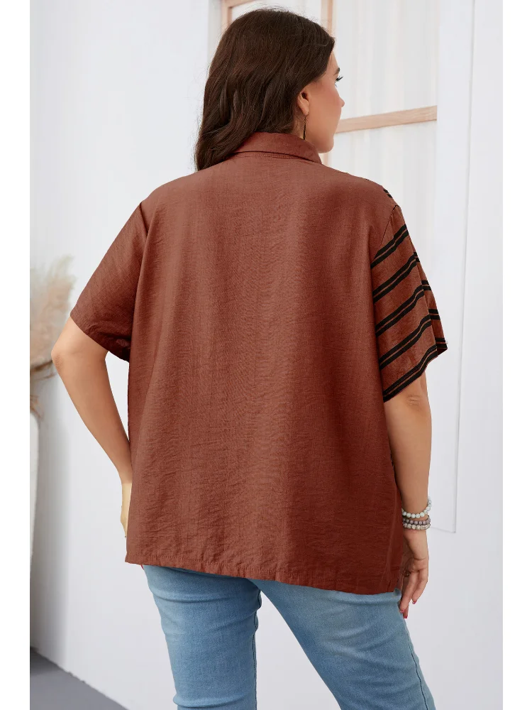 Lapel loose shirt plus size women dress ladies tops  t shirt women  roupas plus size femininas