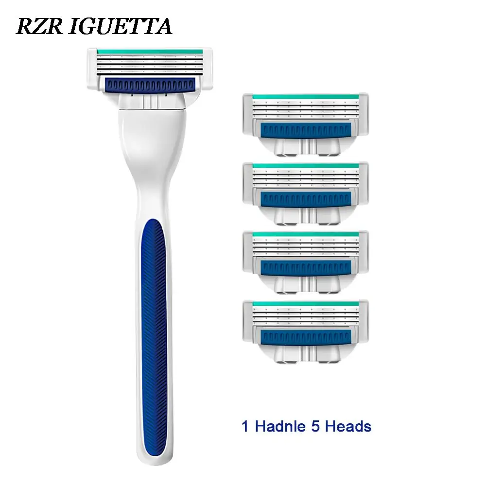 

RZR IGUETTA 1 Handle 5 Cassettes Women And Men Razor Blade Set Replaceable Shave Beard Razor 4-Layers Sharp Hair Remover