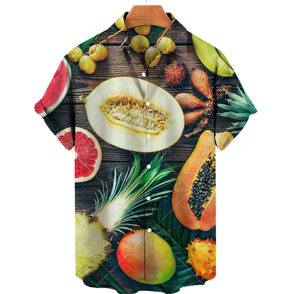 

2022 New Summer High Quality Men's Hawaiian Shirt 3D Fruit Print Short Turn Leader Plus Size Hawaiian Men's Beach Flower Shirt