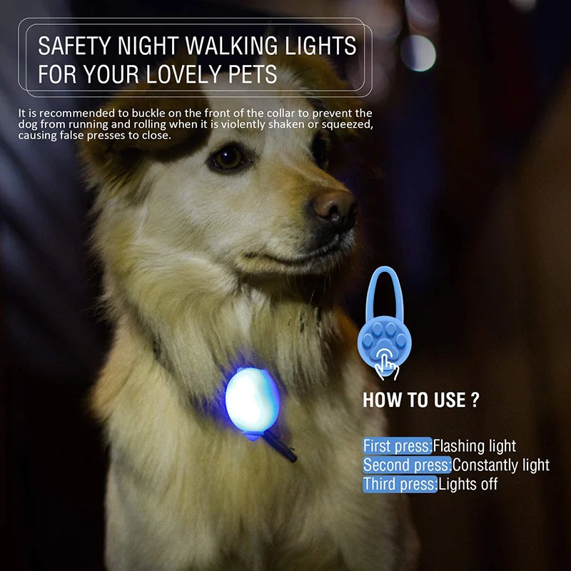 

1Pcs Pet LED Pendant Safety Flashing Glow Light Silicone Blinking LED Glow Collar Pendant Pet Dog Puppy Supplies
