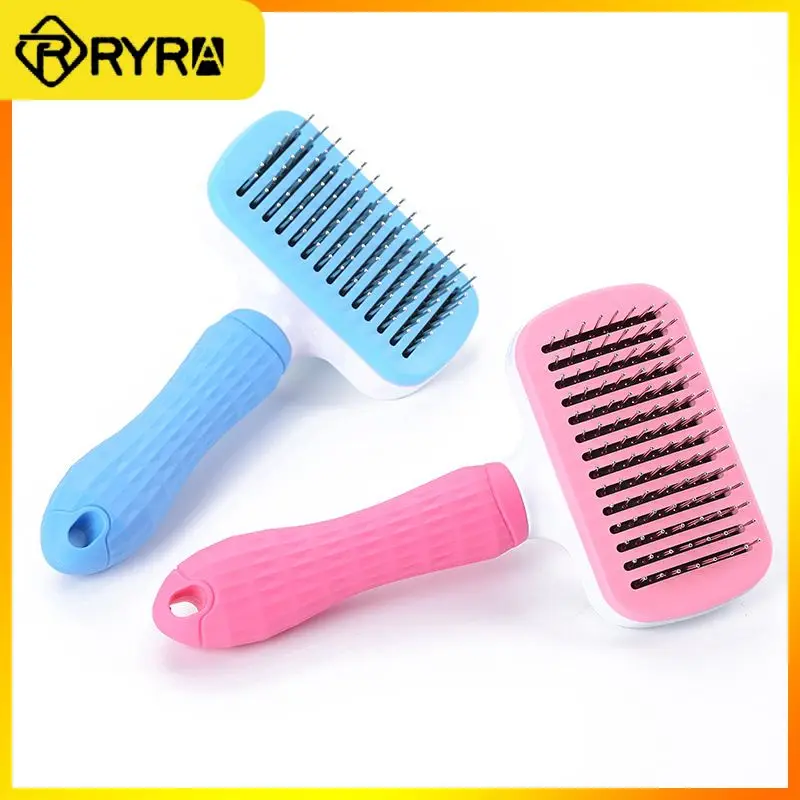 

1PC Pet Cleaning Comb Curved Needle Button Detachment Dog Cat Dead Hair Float Hairbrush Self-cleaning Brush Pet Grooming Tools