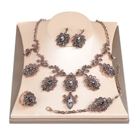 bohemian vintage womens necklace earrings bracelet ring turkish crystal wedding jewelry arab bronze bridal gift jewelry set
