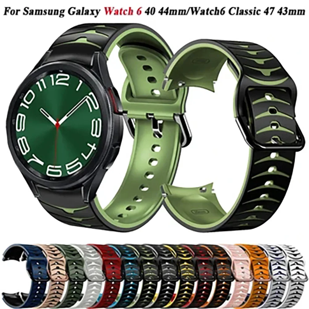 Ремешок силиконовый для наручных часов спортивный браслет Samsung Galaxy Watch 6 40 44 мм